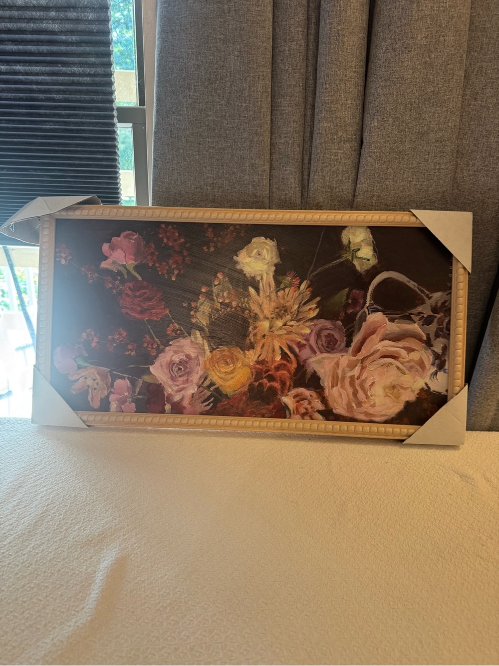 Romantic Floral Wall Art in Cream Frame
